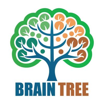 Brain tree logo with colorful branches educational symbol concept design