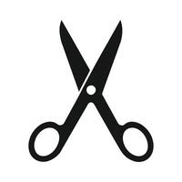 Black scissors cutting tool icon shape sharp blade equipment design vector