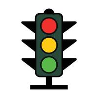 Traffic light signal icon with red yellow green color lights vector