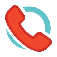 Red telephone receiver icon for contact call communication support center vector