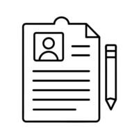 Resume document with pencil user profile application form career file vector