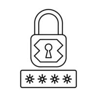 Padlock with password entry security protection privacy access icon vector