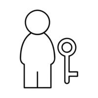 Person holding key access permission user security login icon vector