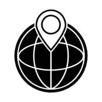 Globe with map pin location world travel gps direction icon vector