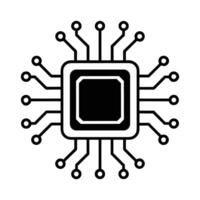 Microchip processor icon digital circuit board computer technology electronics system vector
