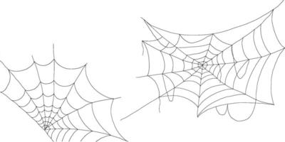 Creepy spider web shapes in corners black silhouette collection on white background vector