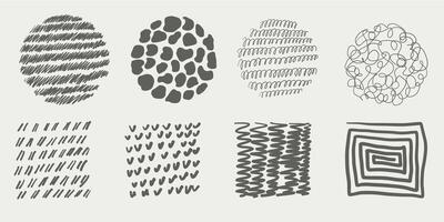 hand drawn doodle circles and round scribble shapes. Isolated on white background. Contemporary abstract line sketch. Black pen bubbles. Modern trendy circular graphic element set. vector