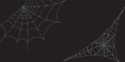 Spooky corner spiderweb elements isolated set for haunted Halloween designs vector