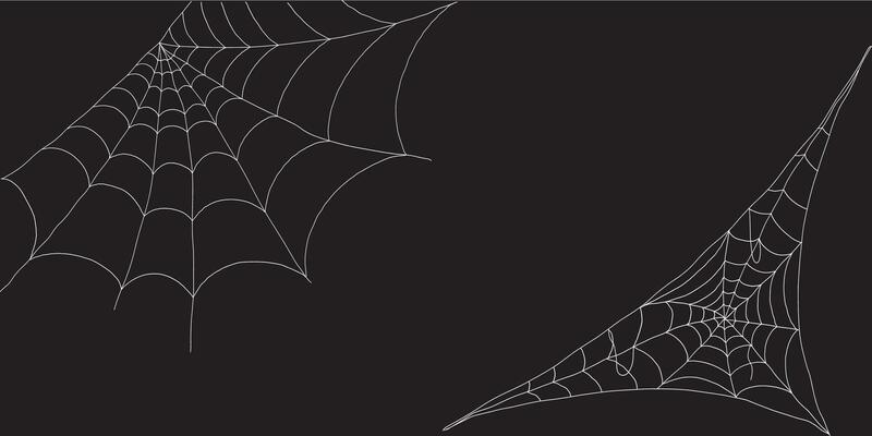 Spooky corner spiderweb elements isolated set for haunted Halloween designs