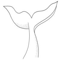 Simple one line art of whale tail hand drawn minimalistic sketch ocean symbol design vector