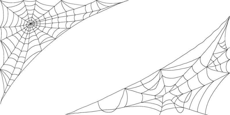 Eerie Halloween spider web in corners spooky cobweb silhouette collection on white