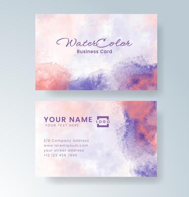 Creative business card with abstract watercolor background