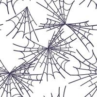 seamless pattern with spider web on white background. Minimalistic Halloween background. Spider web in sketch technique. vector