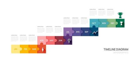 Infographic Timeline diagram calendar with gantt chart template for business. presentation infographic. vector