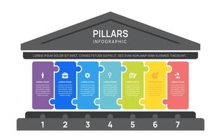 five pillars framework Infographic diagram chart template for business illustration. vector
