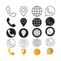 phone icon set, Contact Information Icons Phone Location Globe and Chat Bubble Set vector