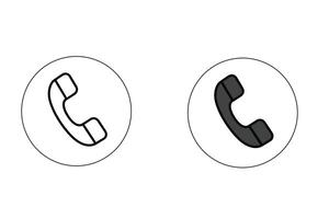 Telephone Icons Outline and Solid Versions in Circles Two vector