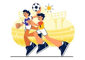 Flat Style Handball Illustration Showing a Player Touching the Ball During a Match vector