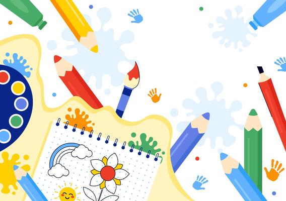 Illustration of Art Tools for National Coloring Book Day on August 2 in Flat Design