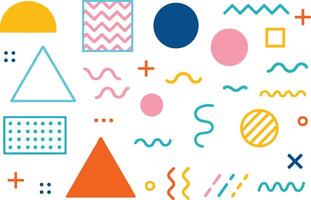 abstract colorful basic shapes memphis style vector