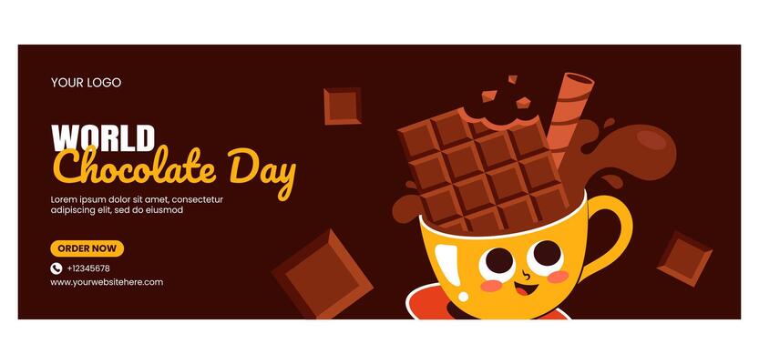 Cartoon Background for World Chocolate Day Ads and Social Media Cover Content