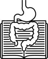 Digestive System Concept with Stomach and Intestine on Open Book Medical and Educational Illustration vector