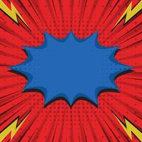 Pop art comic background, retro blank frame radial background with halftone effect illustration vector