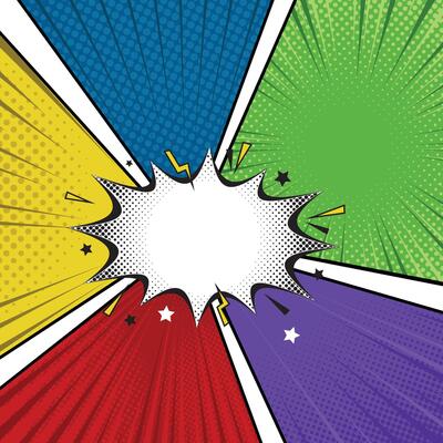 Pop Art Retro background colorful with halftone, Comic blank text speech bubbles in pop art style illustration