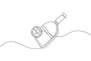 Continuous line drawing of a pickleball racket hitting a ball. Pickleball racket with a ball in a line. Tennis sports equipment. Continuous line drawing of racket with ball on it. vector