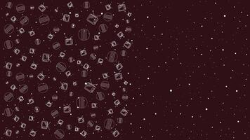 Retro TV and Planets Floating in Outer Space with Star Field on Dark Maroon Seamless Background vector