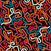Colorful Abstract Maze Pattern with Playful Lines and Dark Background for Modern Design vector