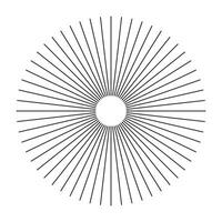 Circular lines element. Radial circle lines. Symbol of Sun star rays. Spokes with black radiating stripes. Abstract illusion geometric shape. vector