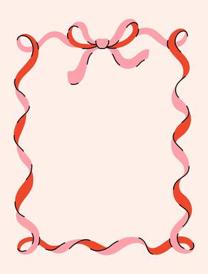 Frame of coquette pretty charming pink bows and ribbons. Flat design trendy ribbons border template. Vintage bowknots background for greeting cards, wedding, invitations