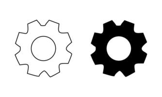 Black and white gear icons symbolizing settings and technical adjustments on a white background vector
