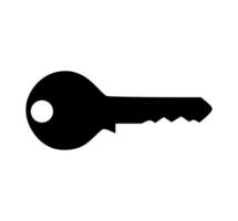 Minimalistic black silhouette of a key on white background symbolizing security and access vector