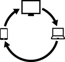 Data sharing icon. Responsive design sign. Devices chart, computer, smartphone, mobile and laptop symbol. flat style. vector