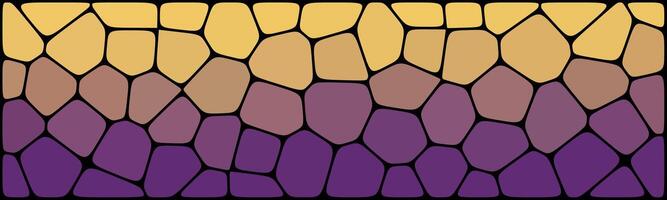 A mosaic pattern with irregular polygon shapes in a gradient from yellow to deep purple, resembling stained glass or stylized stone texture. vector
