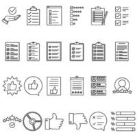 Survey icon set. Feedback illustration sign collection. Including question symbol. Survey web icons. satisfaction symbols. vector