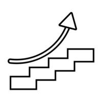 Staircase with arrow up icon, outline sign, linear symbol. vector