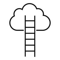 Ladder to cloud icon. Outline ladder to cloud icon for web design isolated on white background vector