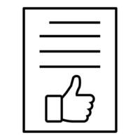 Thumb up document icon. Outline thumb up document icon for web design isolated on white background vector