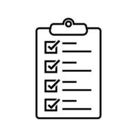 checklist clipboard with checklist icon over white background, line style, illustration. vector