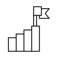 Statistics bars with flag icon over white background, line style, illustration vector