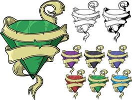 a set of four different colored gems with ribbons vector
