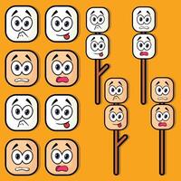 cartoon marshmallow faces with different expressions vector