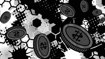 bitcoin coins on a black and white background vector