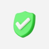 A green shield icon with a white checkmark, symbolizing security. vector