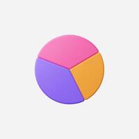 A vibrant pie chart divided into three colorful segments. vector