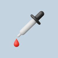 A dropper with a red liquid drop on a soft blue background. vector