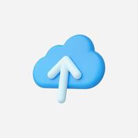 A blue cloud icon with an upward arrow, symbolizing data upload. vector